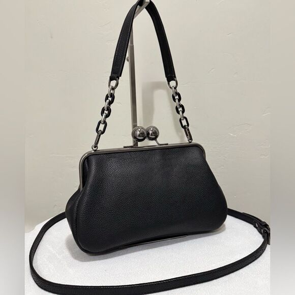 Unique Cats Print Pebble Cowhide Handmade Large Ball Kisslock Handbag, Multi Use - Picture 5 of 16